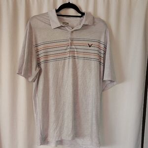 Callaway Light Gray Polo with Multicolor Stripes